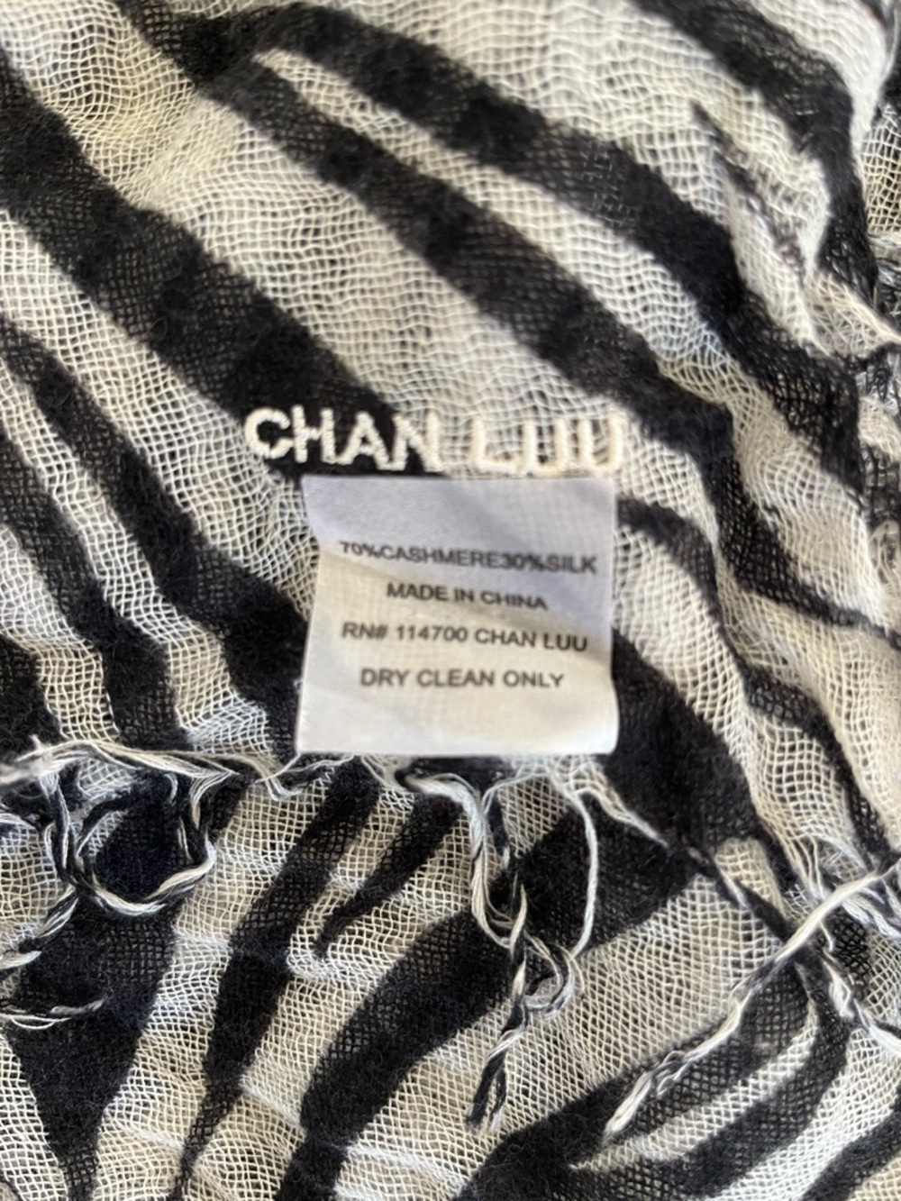 Chan Luu Cashmere and Silk Scarf Mahogany Zebra NWT